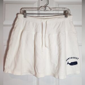 Breezin Up White And Blue Cotton Nantucket Stretch Skirt Large